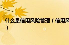 什么是信用风险管理（信用风险管理 经济术语相关内容简介介绍）