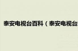 泰安电视台百科（泰安电视台旅游文化频道相关内容简介介绍）