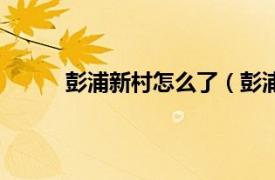 彭浦新村怎么了（彭浦新村相关内容简介介绍）