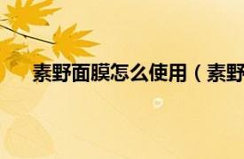 素野面膜怎么使用（素野2号面膜相关内容简介介绍）