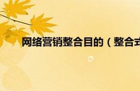 网络营销整合目的（整合式网络营销相关内容简介介绍）