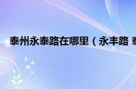 泰州永泰路在哪里（永丰路 泰州市永丰路相关内容简介介绍）