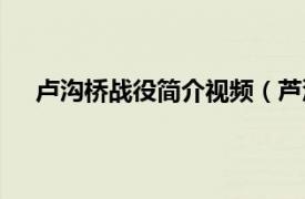 卢沟桥战役简介视频（芦沟桥之战相关内容简介介绍）