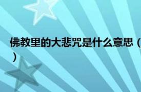 佛教里的大悲咒是什么意思（大悲咒 佛教术语相关内容简介介绍）