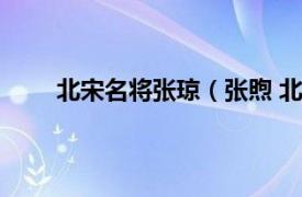 北宋名将张琼（张煦 北宋将领相关内容简介介绍）