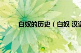 白奴的历史（白奴 汉语新词相关内容简介介绍）