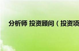 分析师 投资顾问（投资项目分析师相关内容简介介绍）