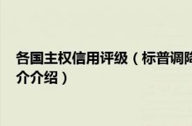 各国主权信用评级（标普调降美国长期主权信用评级相关内容简介介绍）