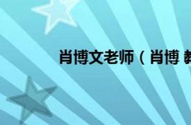 肖博文老师（肖博 教师相关内容简介介绍）