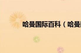 哈曼国际百科（哈曼国际相关内容简介介绍）