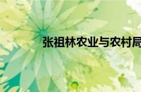 张祖林农业与农村局副巡视员相关内容简介