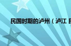 民国时期的泸州（泸江 民国文献相关内容简介介绍）