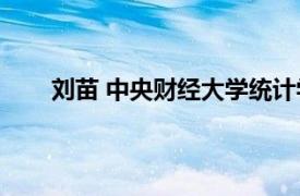 刘苗 中央财经大学统计学院讲师相关内容简介介绍