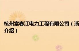 杭州富春江电力工程有限公司（浙江富春江通信集团有限公司相关内容简介介绍）