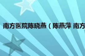 南方医院陈晓燕（陈燕萍 南方医科大学教授相关内容简介介绍）