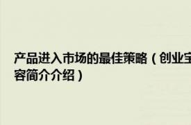 产品进入市场的最佳策略（创业宝典 九大策略让你的产品打入市场相关内容简介介绍）