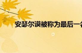 安瑟尔谟被称为最后一名教父和第一个经院哲学家