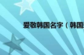 爱敬韩国名字（韩国爱敬相关内容简介介绍）