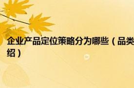 企业产品定位策略分为哪些（品类战略：定位理论最新发展相关内容简介介绍）