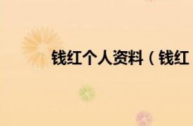 钱红个人资料（钱红 歌手相关内容简介介绍）