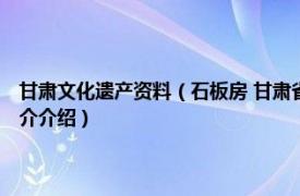 甘肃文化遗产资料（石板房 甘肃省县 市、区级非物质文化遗产相关内容简介介绍）