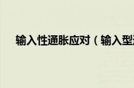 输入性通胀应对（输入型通胀压力相关内容简介介绍）