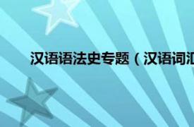 汉语语法史专题（汉语词汇语法论考相关内容简介介绍）