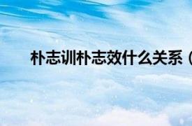 朴志训朴志效什么关系（朴志效相关内容简介介绍）