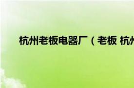 杭州老板电器厂（老板 杭州老板电器相关内容简介介绍）