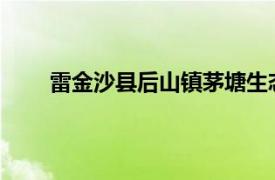 雷金沙县后山镇茅塘生态农业发展公司董事长简介