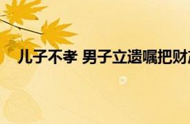 儿子不孝 男子立遗嘱把财产给妻妹具体详细内容是什么