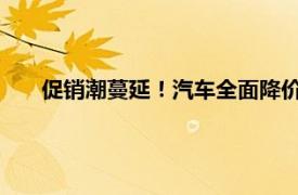 促销潮蔓延！汽车全面降价已来临？具体详细内容是什么