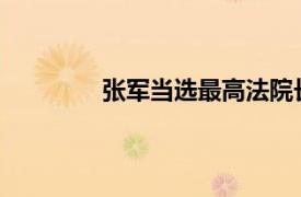 张军当选最高法院长具体详细内容是什么