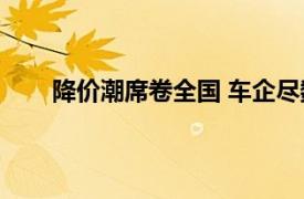 降价潮席卷全国 车企尽数参战具体详细内容是什么