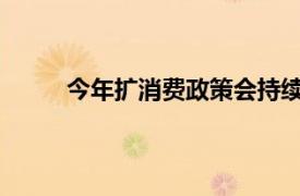 今年扩消费政策会持续发力具体详细内容是什么