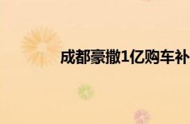 成都豪撒1亿购车补贴具体详细内容是什么