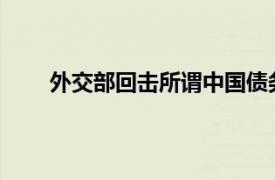 外交部回击所谓中国债务陷阱具体详细内容是什么