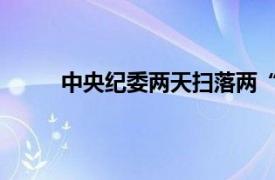 中央纪委两天扫落两“虎”具体详细内容是什么