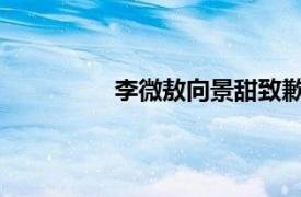 李微敖向景甜致歉具体详细内容是什么