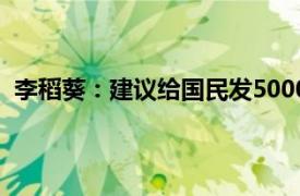 李稻葵：建议给国民发5000亿消费券具体详细内容是什么