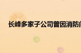 长峰多家子公司曾因消防问题被罚具体详细内容是什么