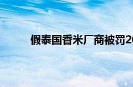 假泰国香米厂商被罚200万具体详细内容是什么