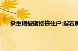 承重墙被砸楼栋住户:指着房子救命呢具体详细内容是什么