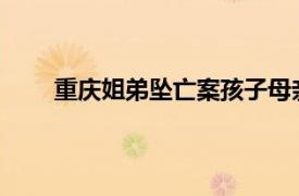 重庆姐弟坠亡案孩子母亲发声具体详细内容是什么