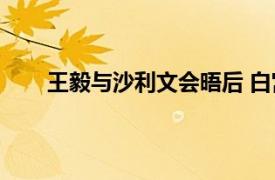 王毅与沙利文会晤后 白宫表态具体详细内容是什么