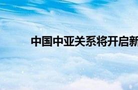 中国中亚关系将开启新篇章具体详细内容是什么