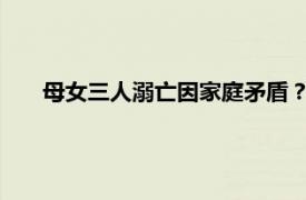 母女三人溺亡因家庭矛盾？官方回应具体详细内容是什么