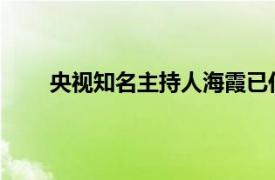 央视知名主持人海霞已任新职具体详细内容是什么