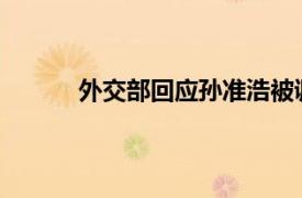 外交部回应孙准浩被调查具体详细内容是什么