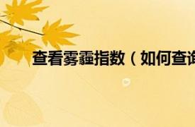 查看雾霾指数（如何查询实时pm25雾霾污染指数）